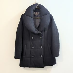 NEW Barbour Black Insulated Winter Wool Quilted Pea Coat 6